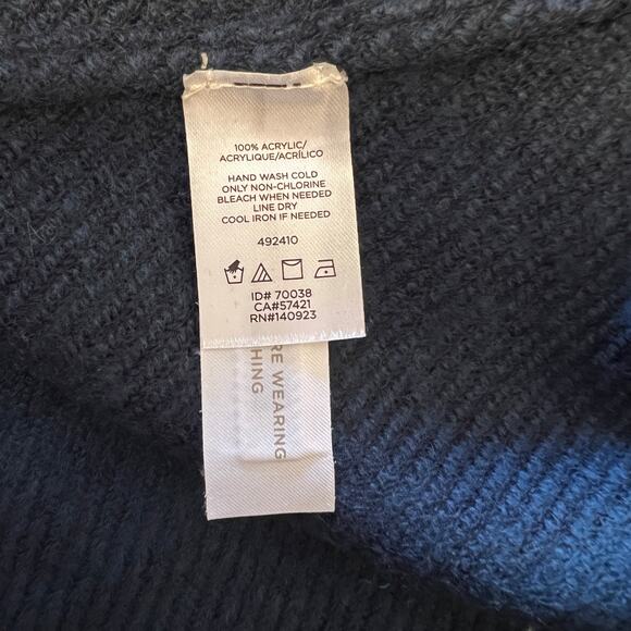 NWT LOFT Blue & Navy Oversized Plaid Open Front Poncho Wrap - Picture 8 of 8